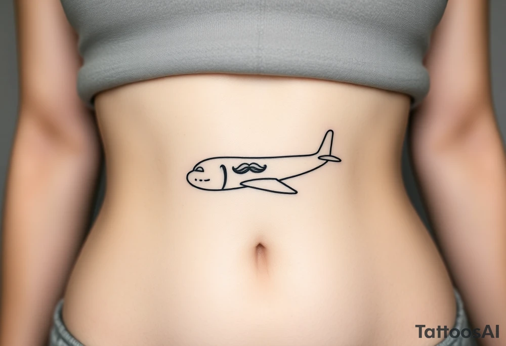Small airplane who has moustache tattoo idea