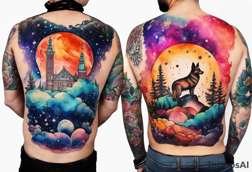 Glass animals in Amsterdam featuring colours of the universe and galaxies tattoo idea