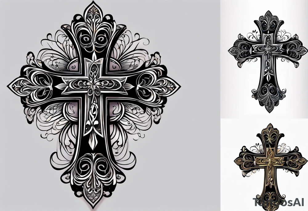 That sounds like a meaningful tattoo design! Here’s a description of how you can visualize it:

1. **Cross Design**: Start with a bold, detailed cross at the center of your design. You can choose between a traditional or a more artistic interpretation based on your style preference.

2. **Crown of Thorns**: Surround the cross with a crown of thorns that gently wraps around it. The thorns could have a natural look, intertwining with the cross to symbolize sacrifice and faith.

3. **Bible Verse**: Below the cross, you can have the text of 1 Corinthians 16:14: "Let all that you do be done in love." You might want to choose a flowing script font that fades gently downward from the midsection of the cross, emphasizing the themes of love and faith.

4. **Placement**: Ensure that the design fits well on your right shoulder and wraps towards the arm, making it a visually striking piece that flows with the natural curves of your body.

Make sure to consult with a professional tattoo artist who can help bring your vision to life, ensuring that it’s not only beautiful but also meaningful to you! tattoo idea