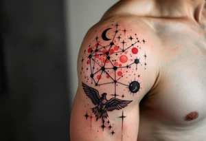 A Set of Constellations That Represent Your Family’s Birth Months (red and black) tattoo idea