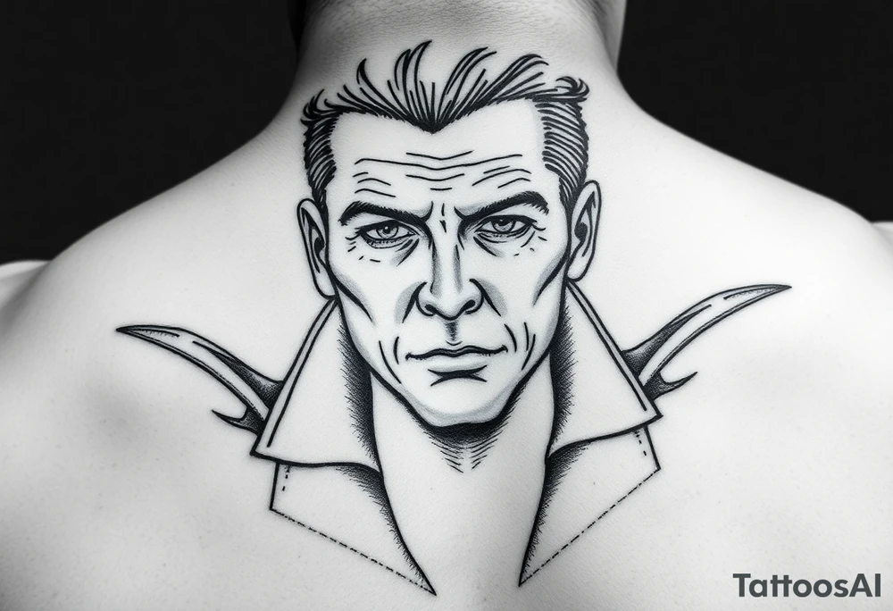 give me a full neck tattoo of Richie rich 
 in black ink tattoo idea