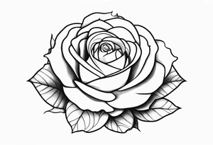 Bloomed rose attached with female body, kneeling tattoo idea