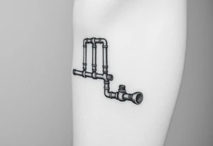 extremely detailed system of thin plumbing pipes with each pipe ending without a curved pipe tattoo idea