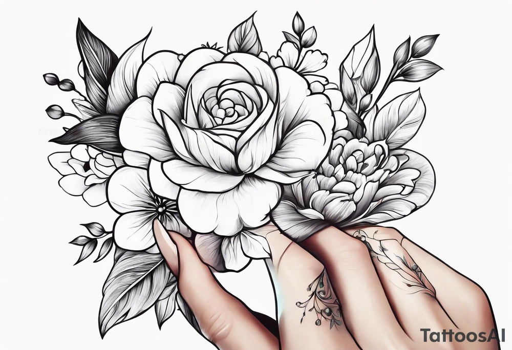 Small Flowers going up my finger onto my hand tattoo idea