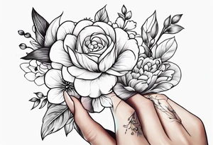 Small Flowers going up my finger onto my hand tattoo idea