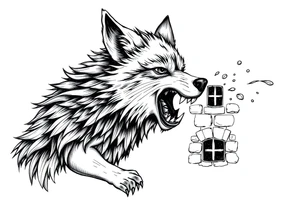 Big bad wolf huffing puffing and blowing a brick house down tattoo idea