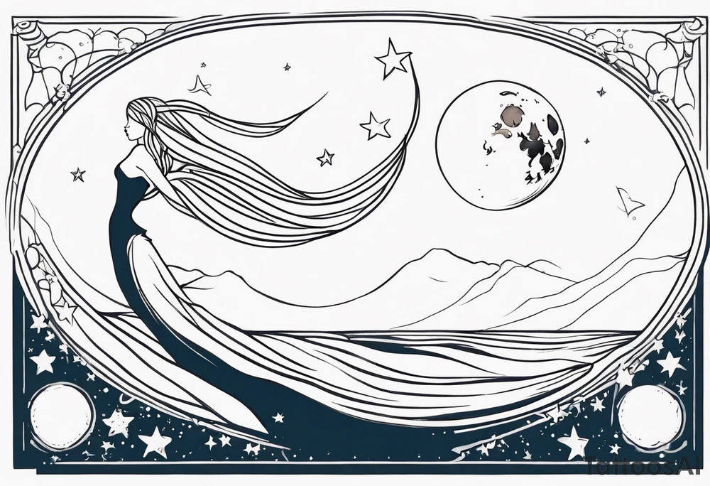 mermaid reaching for the moon tattoo idea