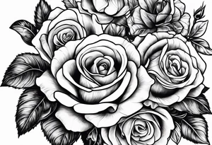 roses and violets with greenery tattoo idea