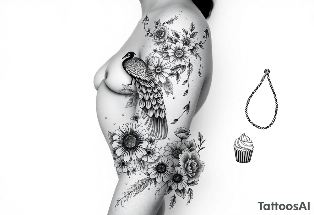 Storm, darkness, seven deadly sins, fat naked woman, peacock, flowers, razor blades, noose, couple having sex , cupcake ,cigerettes tattoo idea