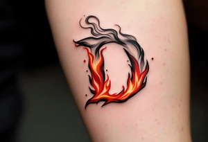 Fire & Smoke D – A fiery D with bright red and orange flames licking up the sides, with smoky gray wisps rising off the top. tattoo idea