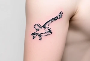 Osprey in flight with fish grasped between its talons tattoo idea