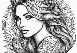 Draw me a nice magical mermaid fish tail tattoo idea