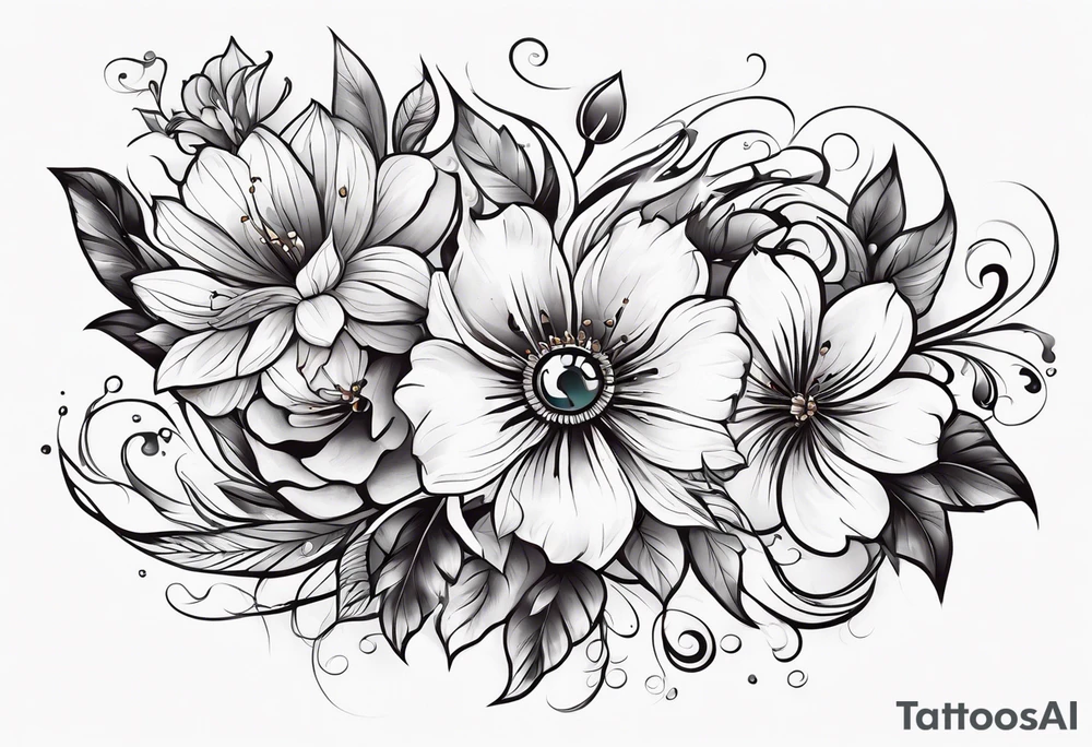 water and flowers tattoo idea
