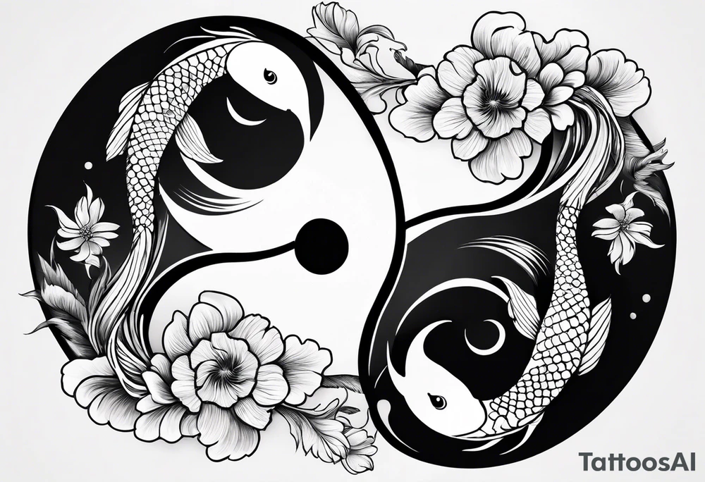 powerful majestic ying Yang symbol made of koi fish tattoo idea