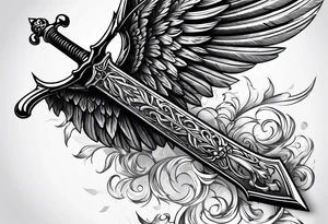 Sword with angel wing tattoo idea
