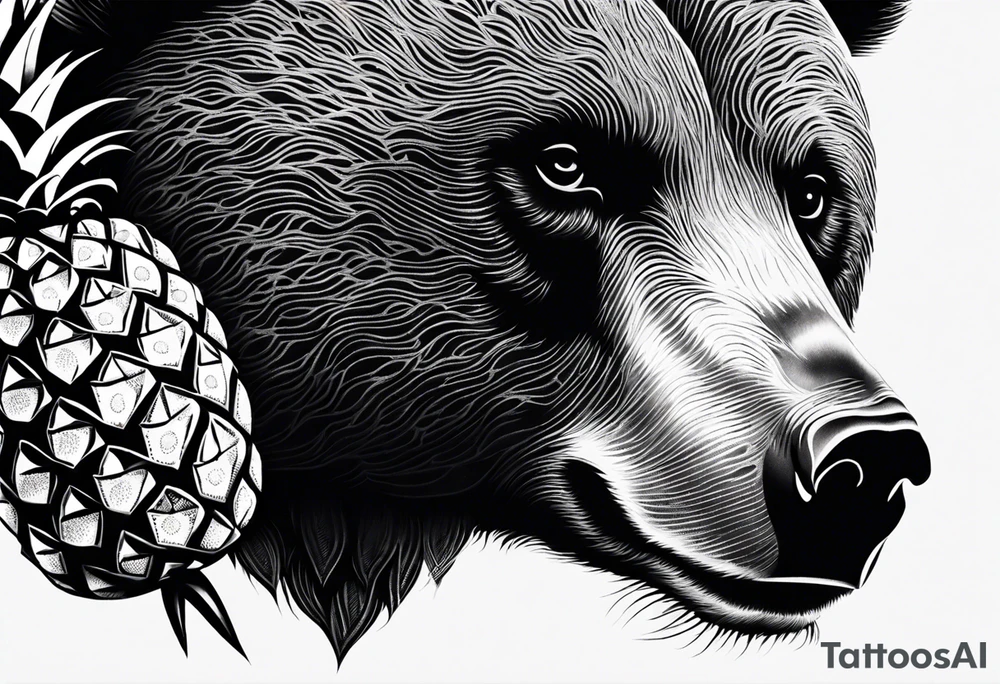 Bear hugging pineapple tattoo idea