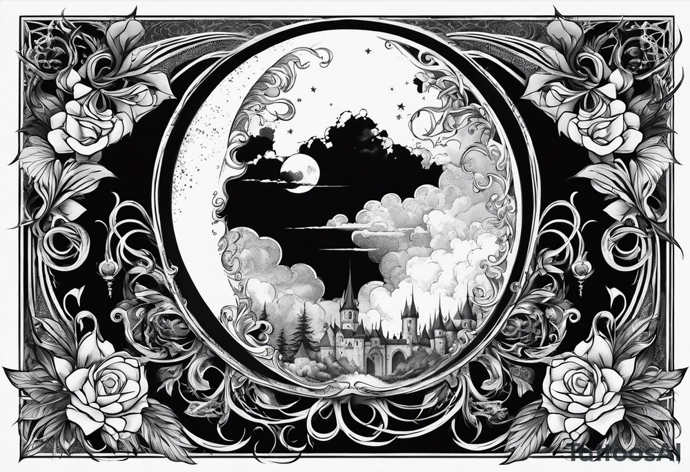 Gothic moon tattoo idea
