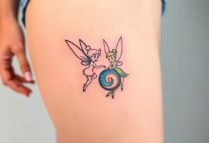 Walt Disney  winter tinker bell and summer tinker bell  in the form of a ying yang tattoo idea