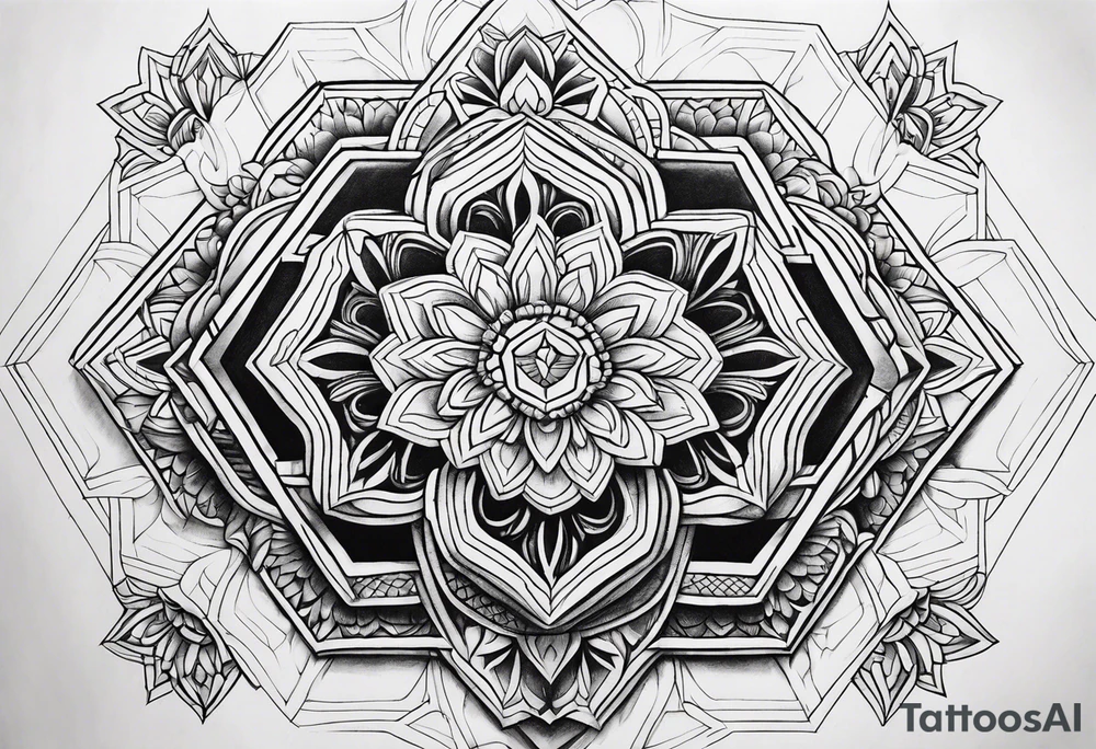 Mandala honeycomb hexagon tattoo idea