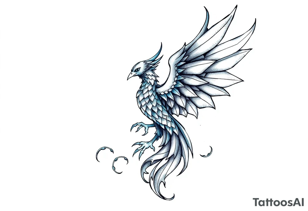 Blue Phoenix and dragon in the sky tattoo idea