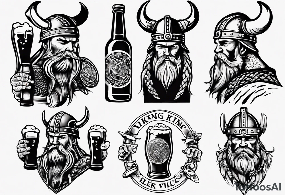 Viking drinking beer tattoo idea