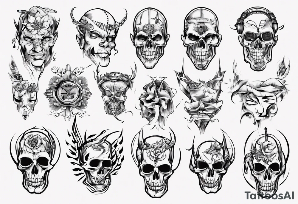 music stave head tattoo idea