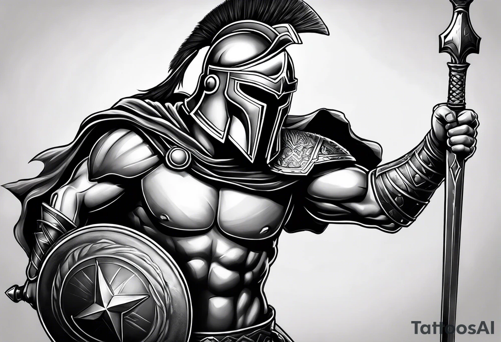 Faceless Spartan warrior tattoo idea