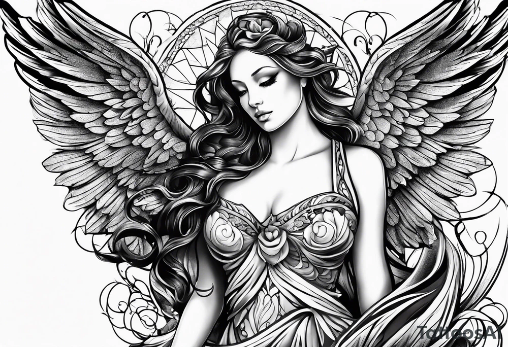 Sapphire angel tattoo idea