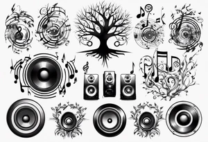 music speaker note tree tattoo idea