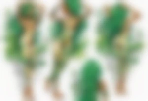 a black woman with green hair, her feet are tree roots, arms raised towards the sun tattoo idea