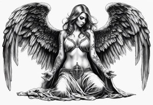 realistic full body of angel of death, fwithout face tattoo idea