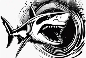 Great white shark outline with no shading but grunge tattoo idea