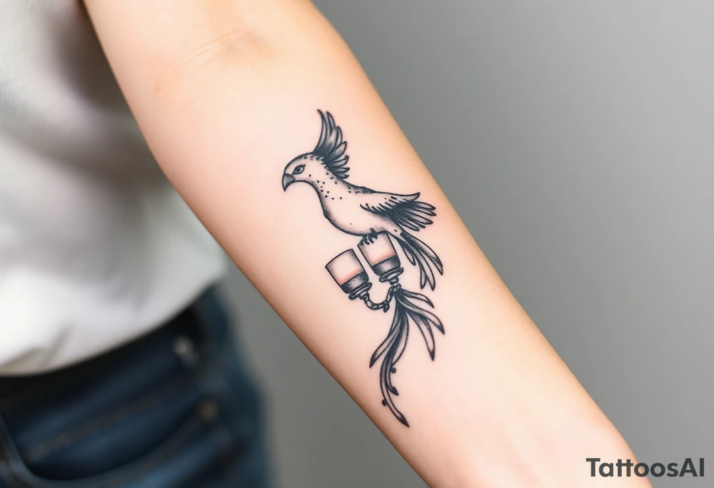 Phoenix bird and the two of cups tarot tattoo idea
