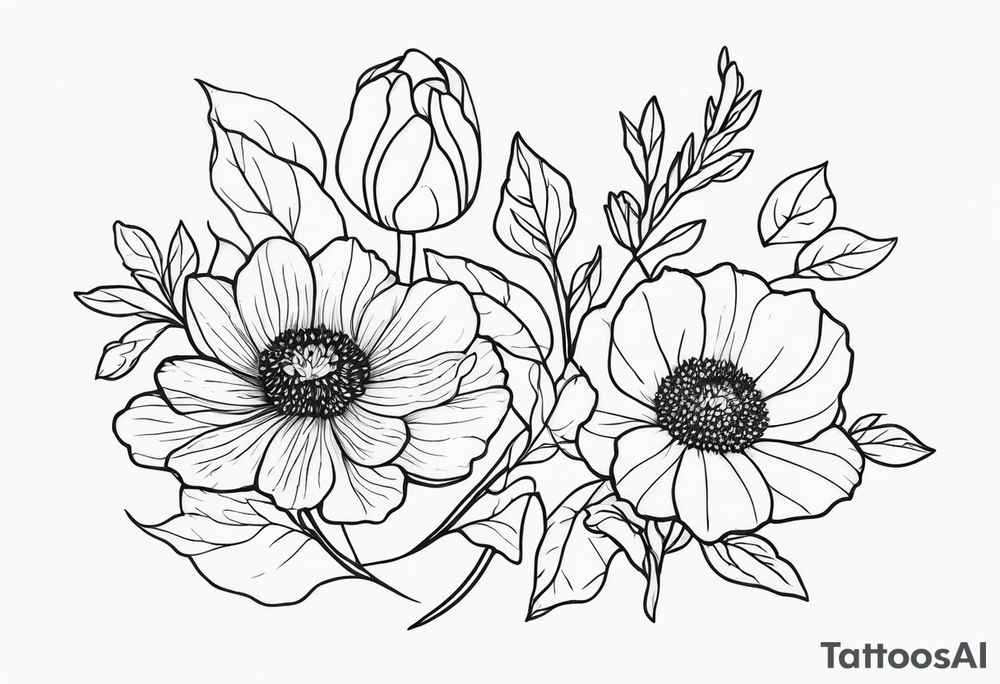 February and October birthflowers tattoo idea