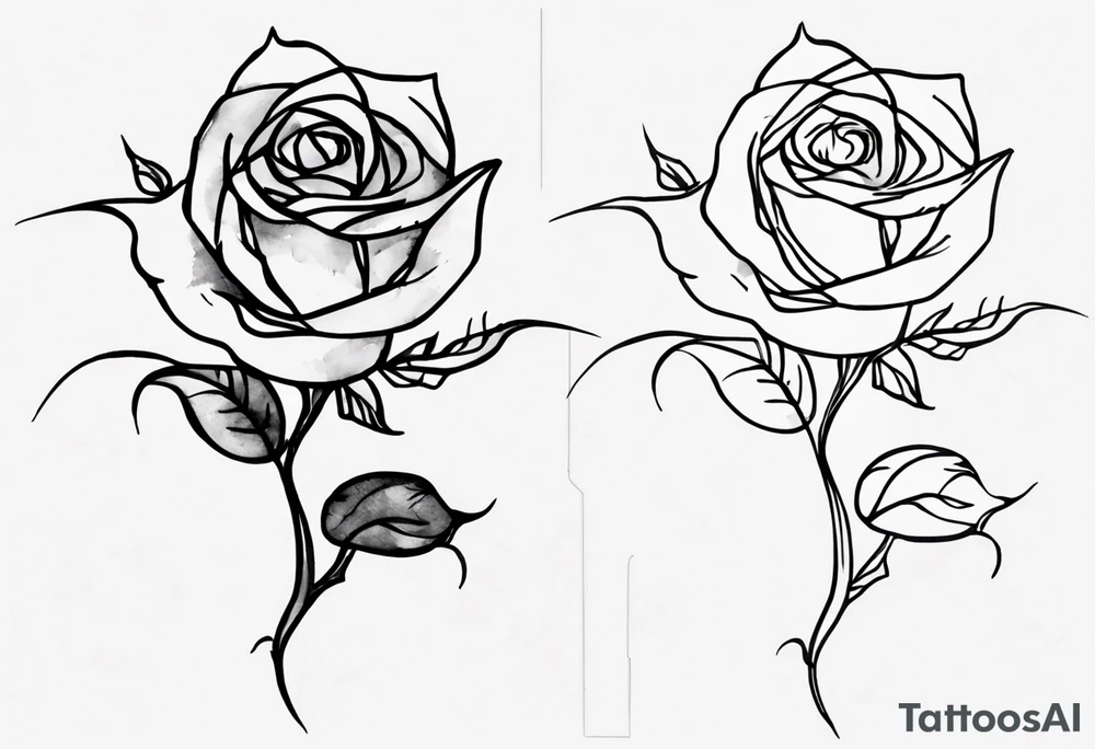 bleeding rose, tall, simple, one line, watercolor tattoo idea