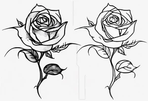 bleeding rose, tall, simple, one line, watercolor tattoo idea