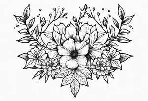 Vertebrae, branches, flowers tattoo idea