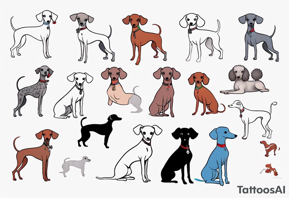 Mini Poodle Italian greyhound tattoo idea