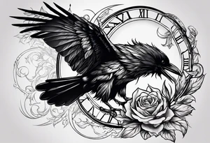 I want a tattoo that goes from the shoulder to the elbow including a scorpion, the metraton cube, the crow and the Roman numeral 19. tattoo idea