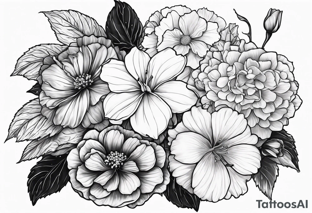 Begonia flower, hydrangeas, marigolds, gerber daisies, rose, lily tattoo idea Begonia flower, hydrangeas, marigolds, gerber daisies, rose, lily tattoo idea