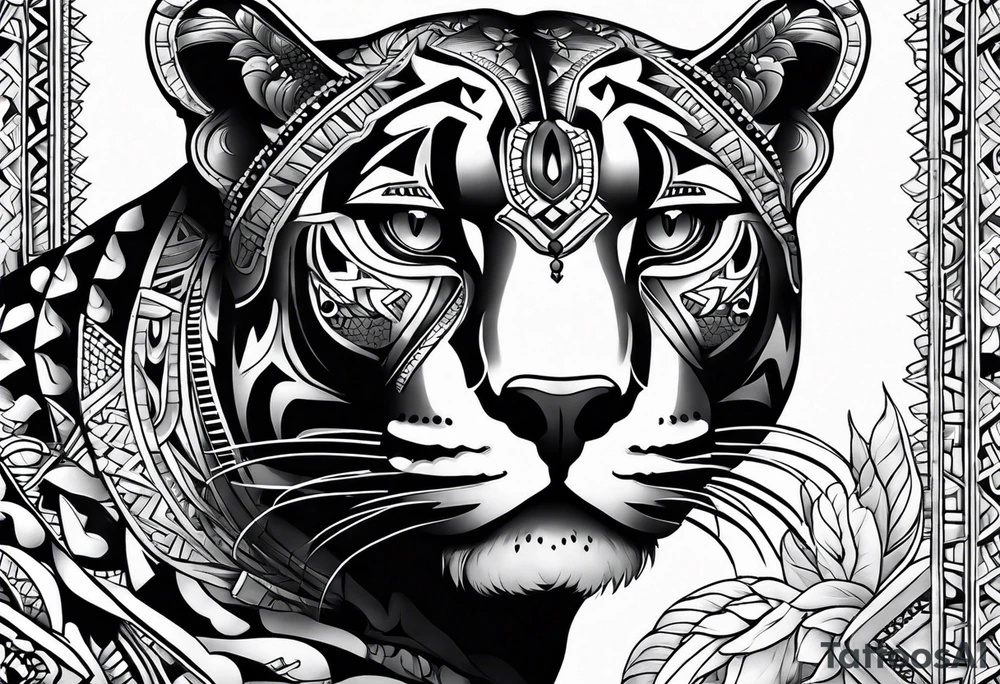 aztec black jaguar sitting tattoo idea