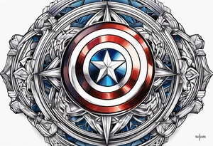 Une épee transperce le bouclier de Captain America tattoo idea
