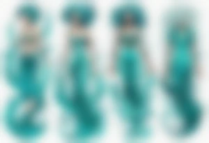 a tall woman made of water with turquoise hair surrounded by waves tattoo idea