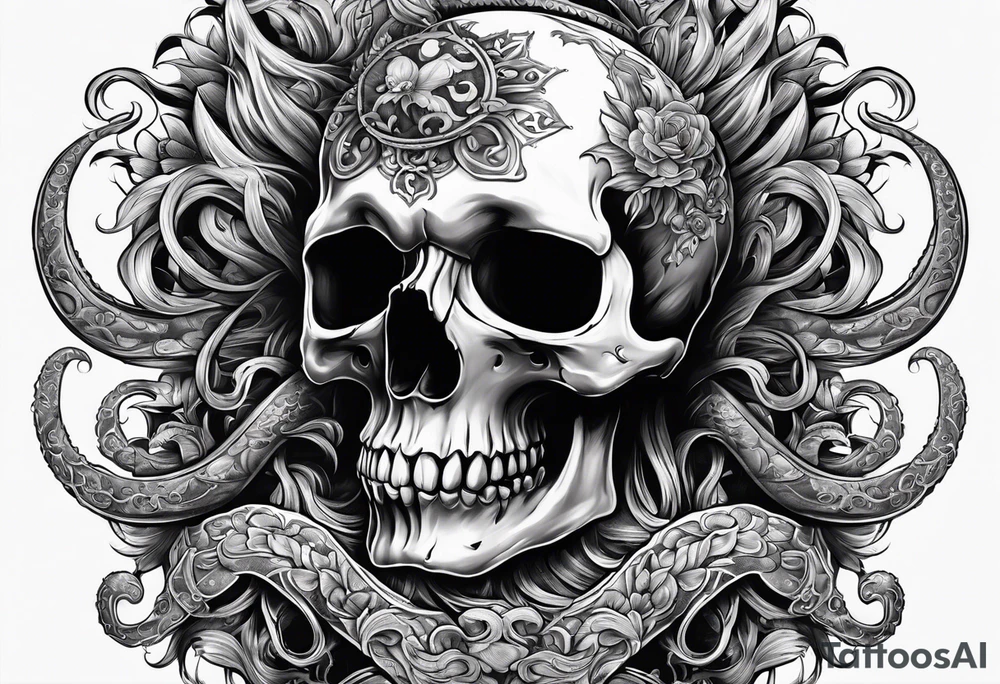 skull with tentacles tattoo idea