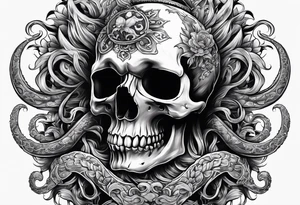 skull with tentacles tattoo idea