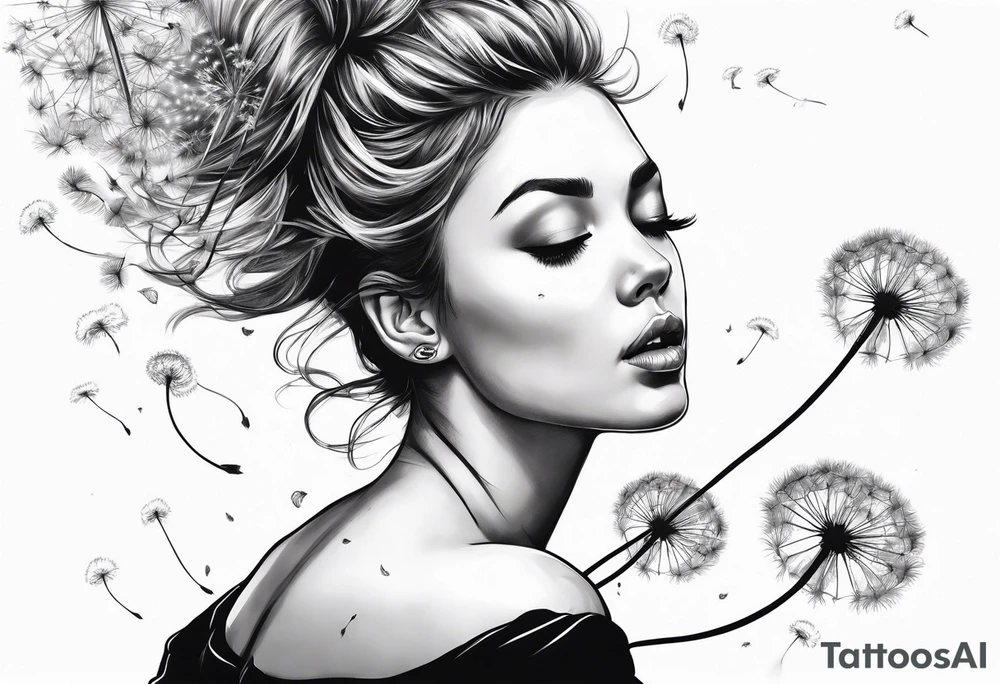 Blowing dandelion flying away tattoo idea