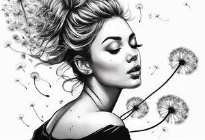 Blowing dandelion flying away tattoo idea