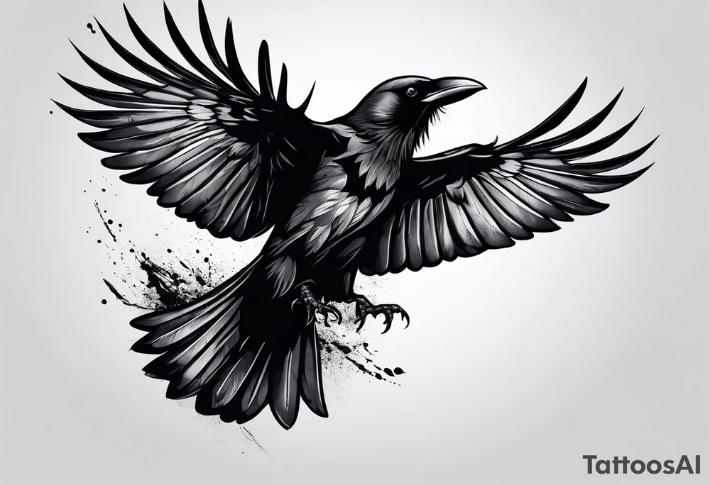Crow in flight tattoo idea