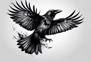 Crow in flight tattoo idea