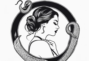 make a snake tattoo with a girl hanging on it tattoo idea